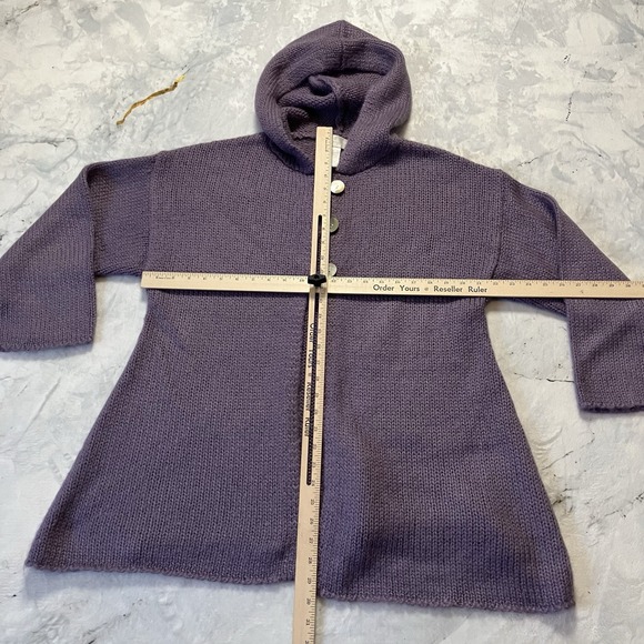 Soft Surroundings Sweater Womens Size M Purple Mohair Blend Hooded Cardigan - Picture 2 of 6